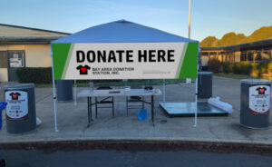 Before the clothing drive event started.